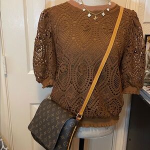 Chic Brown Lace Blouse. Blouse and Necklace sold separately see other pic.